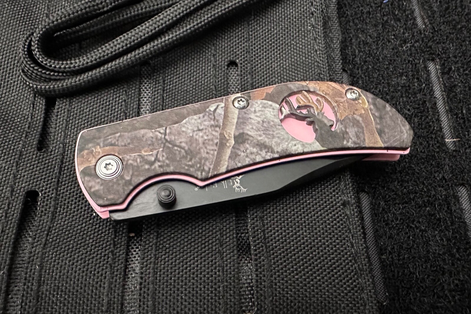 Pink Pocket Knife Camo Small Belt Clip Folding Manual Elk Ridge 5.5″ Overall