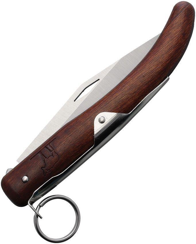 Okapi Folding Knife 4.5″ Tumbled 1075HC Steel Clip Point Blade Brown Wood Handle