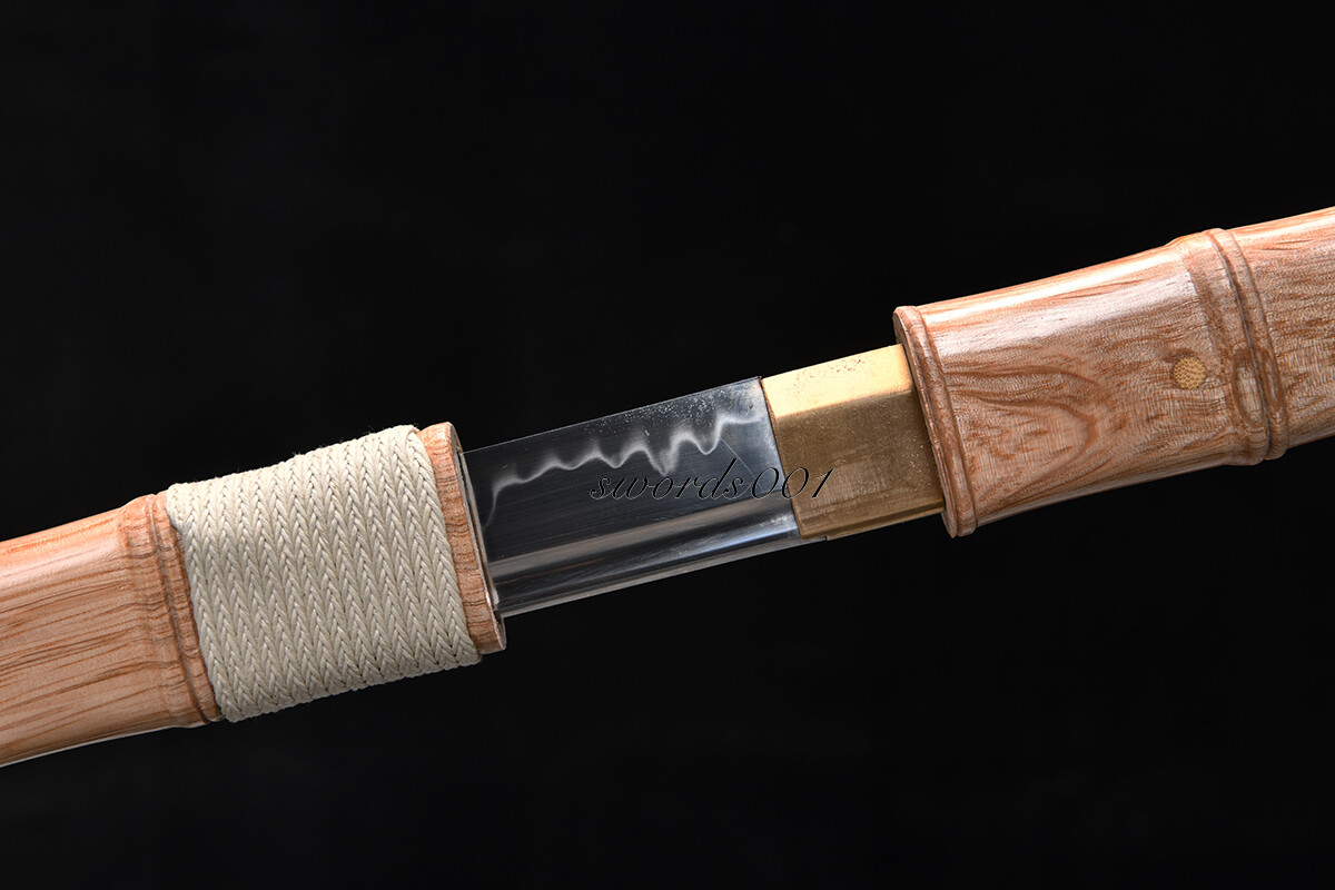 Bamboo-joint Style Shirasaya Sword T10 Japanese Samurai Katana Clay Tempered