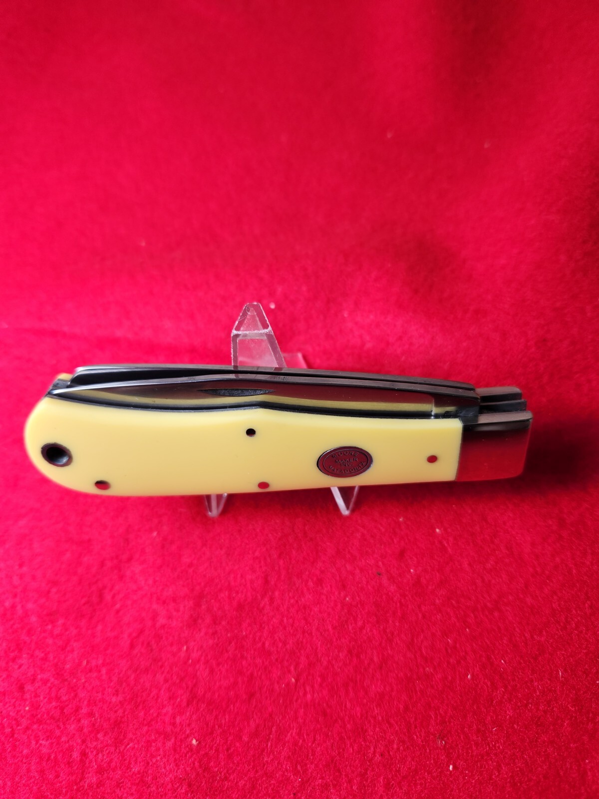 Moore Maker USA 3206 Large Trapper Knife Yellow Delrin Handles New In Box