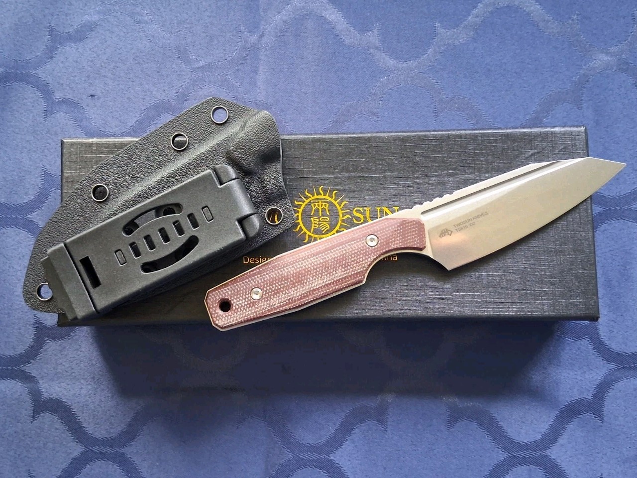 *NEW*🔥 TWO SUN-Fixed Blade/Brown Micarta Handle & D2 Blade TS616-D2 *US SELLER*