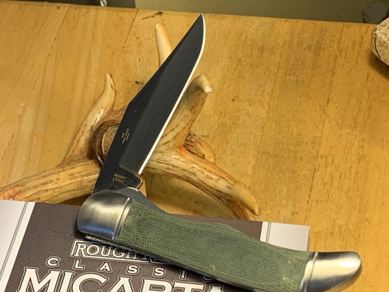 Rough Rider Green Canvas Micarta Folding Hunter 5 1/4″ Pocket Knife RR1994