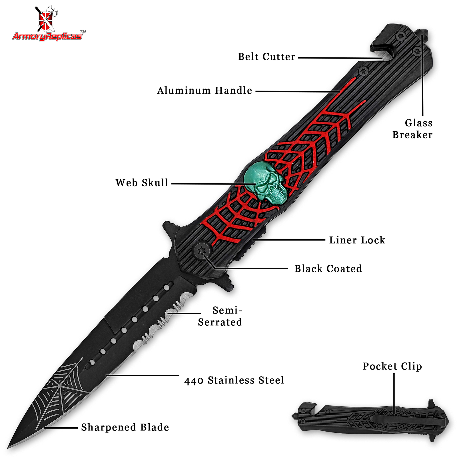 Deadly Web Weaver Assisted Fantasy Stainless Steel Foldable Pocket Knife