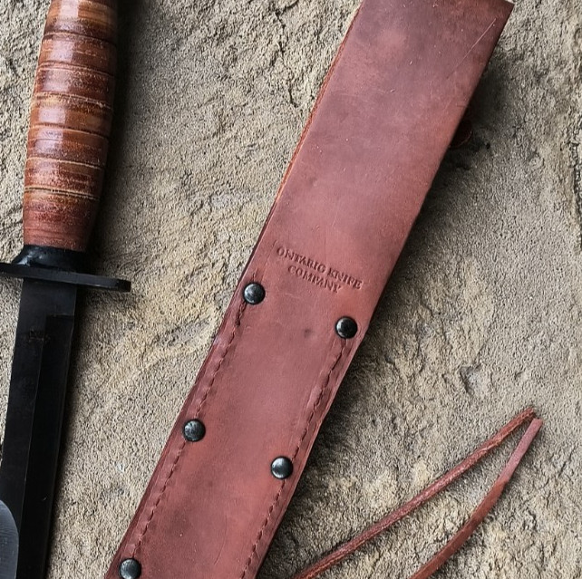 WWII M3 Trench Knife Replica Stacked Leather Dagger + M8 Style Sheath NEW