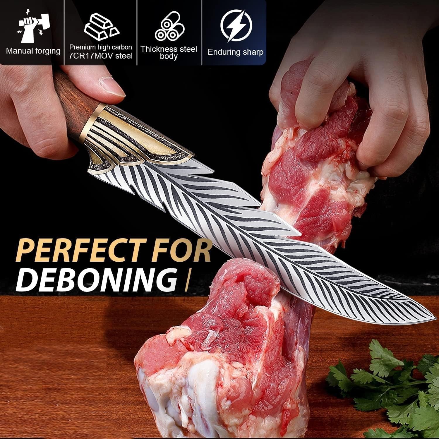 Feather Knife, 6.5″ Hand – Forged High Carbon Steel Viking Boning Knife with …