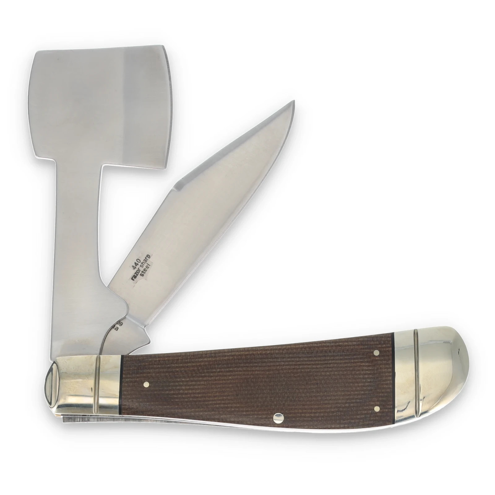 Rough Ryder Pocket Chopper Folding Knife Hatchet Brown Tater Skin Micarta RR2339