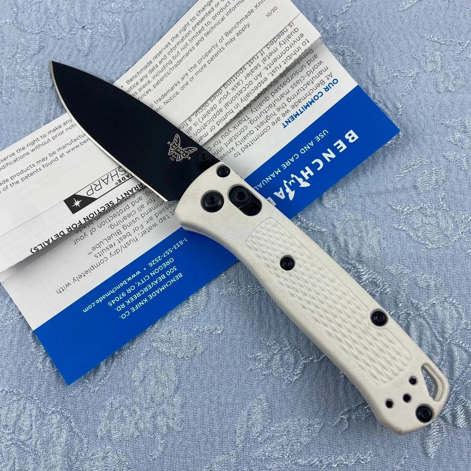 Benchmade 533BK-1 Mini Bugout Folding Knife White Grivory Handle S30V Blade USA