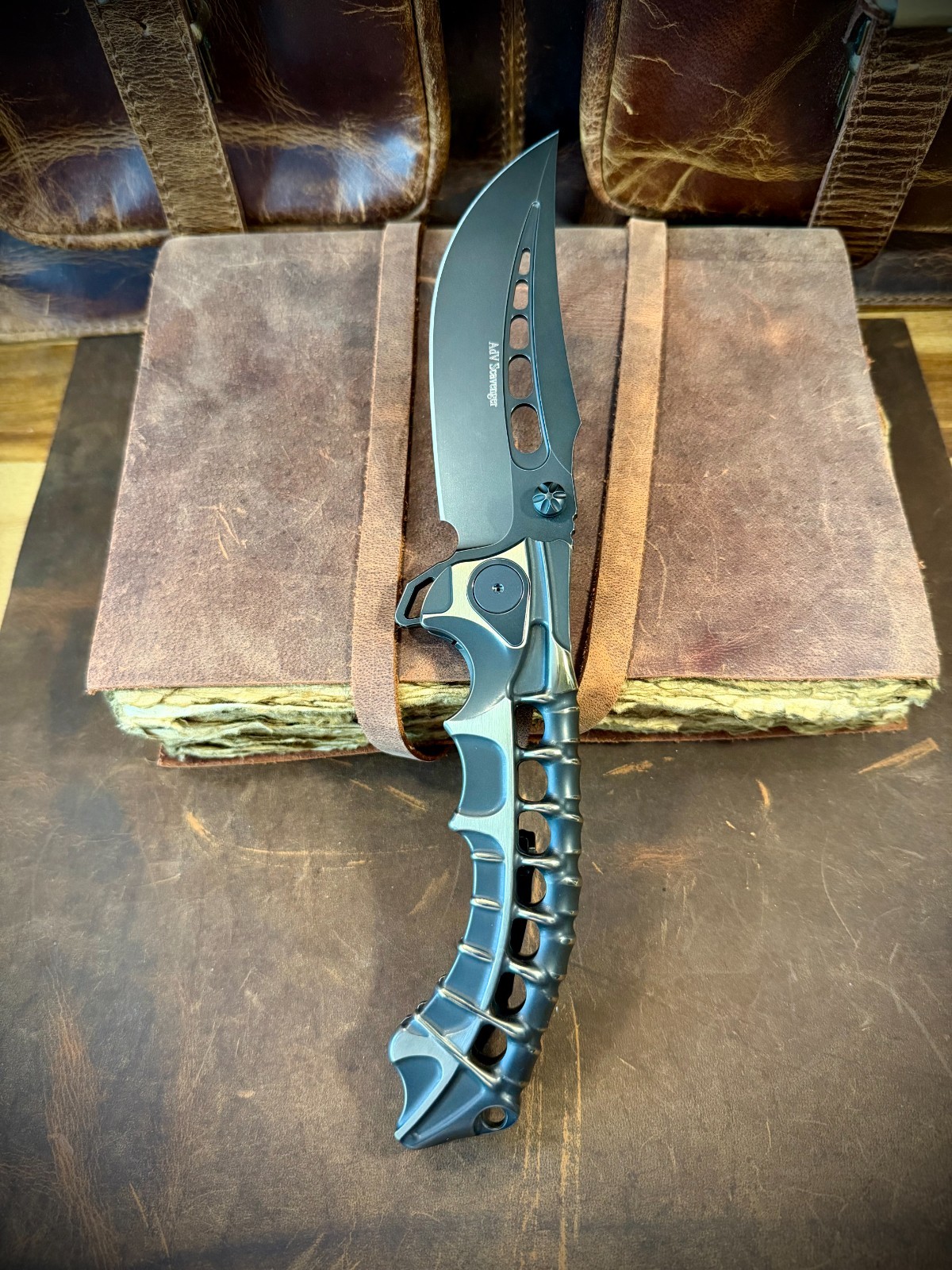 Andre De Villiers ADV Tactical M390 Scavenger Integral Titanium Folding Knife!