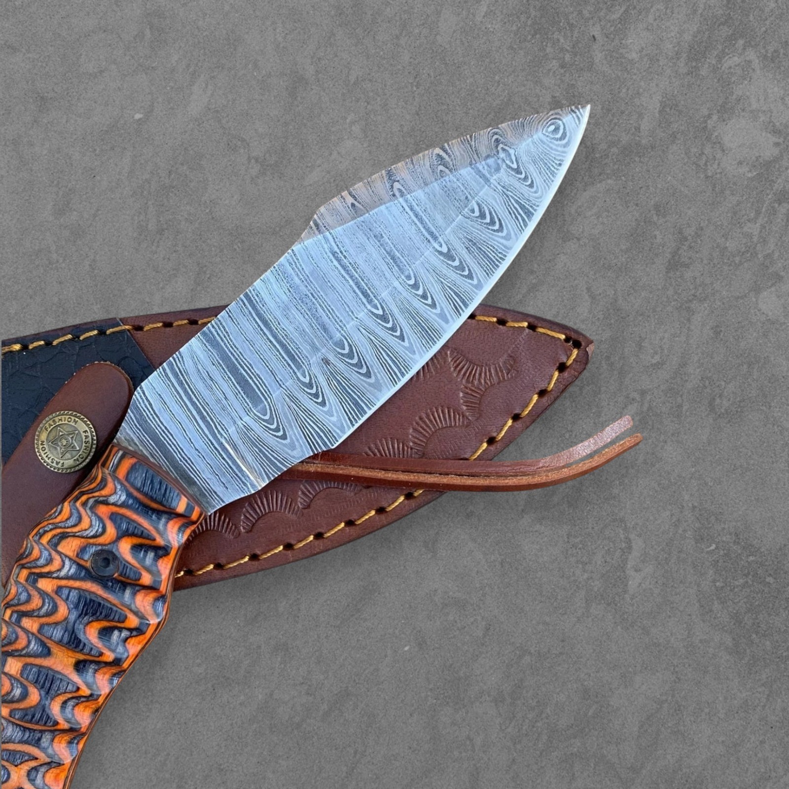 Karambit Knife Damascus Steel Handmade Full Tang Fixed Blade Hunting Wood Handle