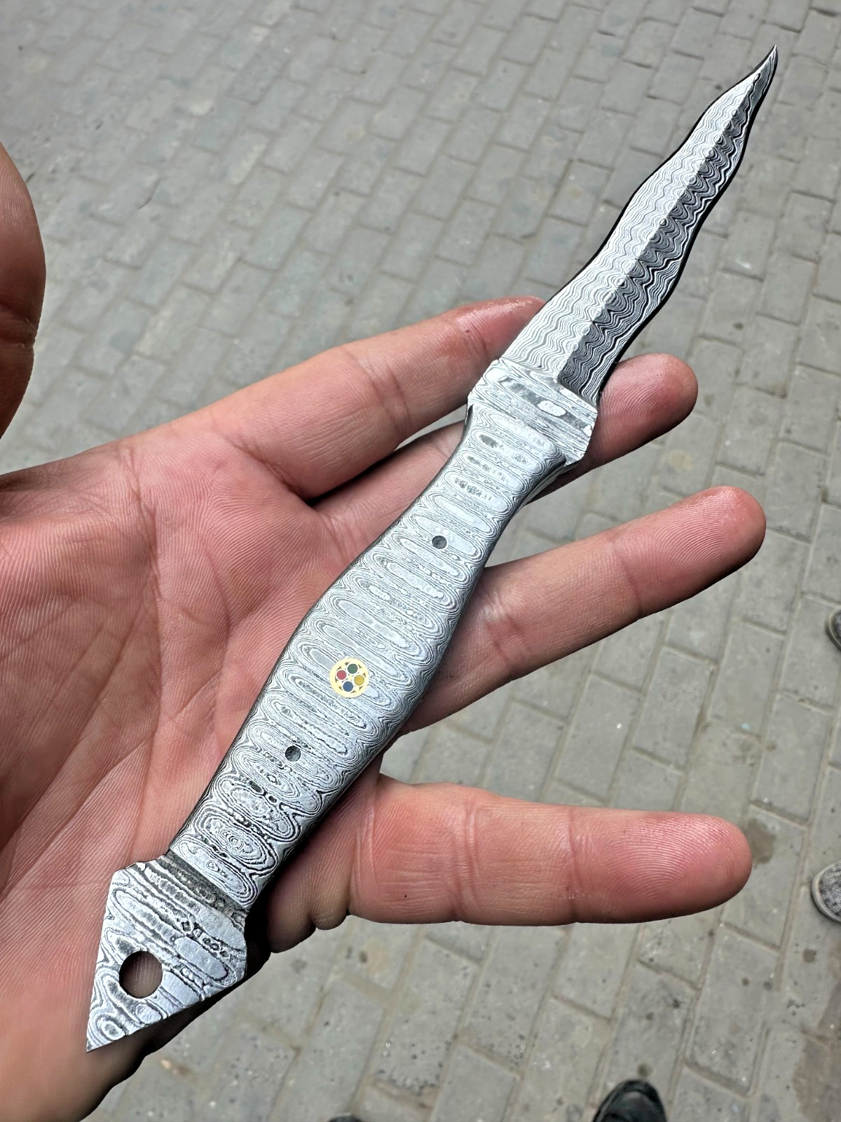 Custom Made Hand Forged Damascus Steel Tri Double Edged Dagger Knife 2418