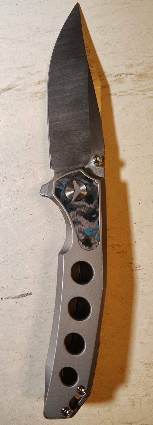 New FerraMonster Valken 3.5″ M390 Belt Satin Clip Pt Titanium w/Fat Carbon Inlay
