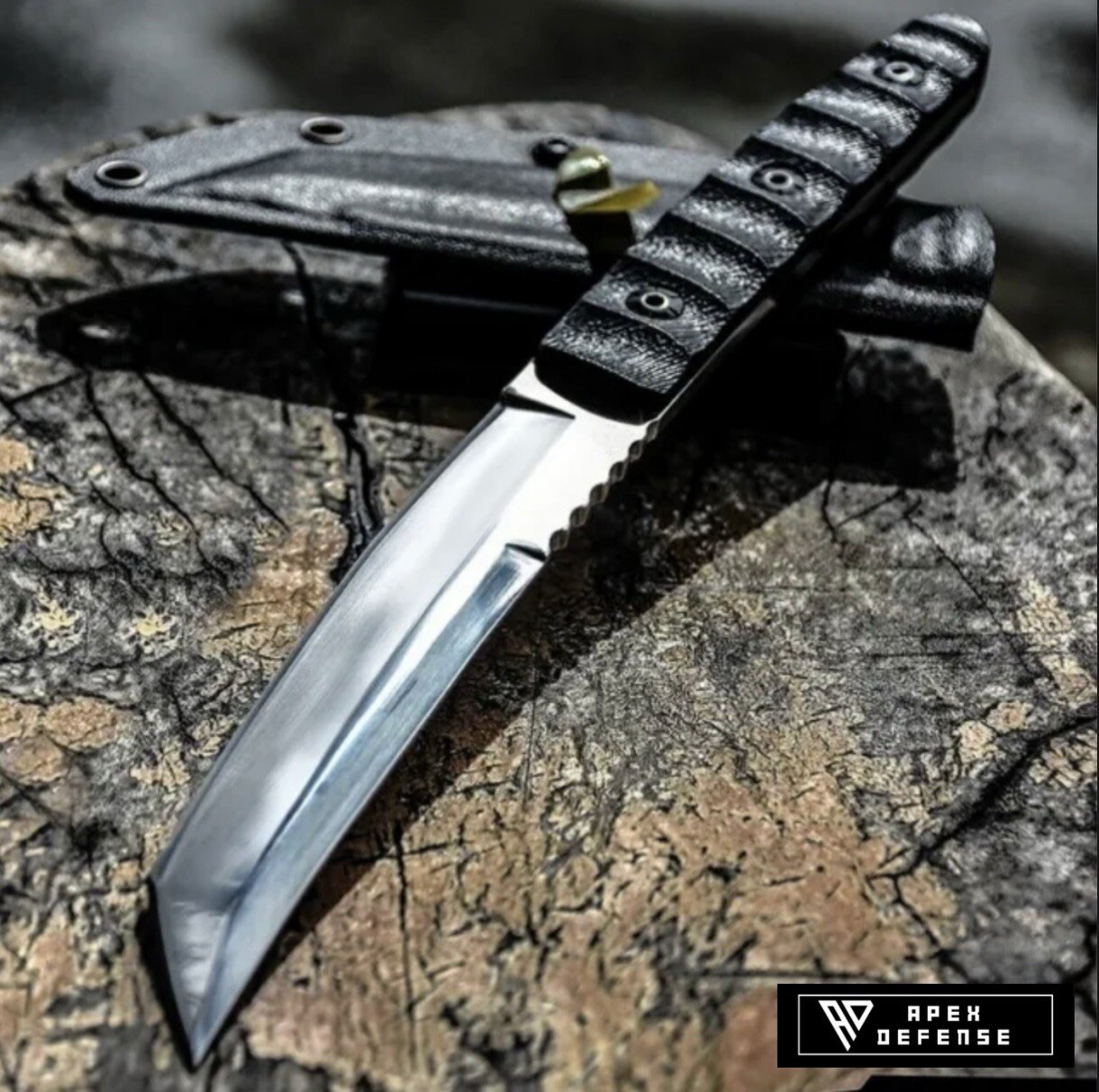 Fixed Tanto D2 Steel Blade Japanese Style Knife G10 Handle & Kydex Sheath EDC