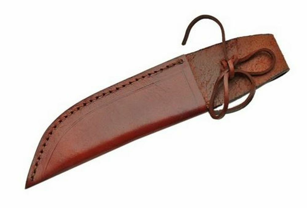 Knife Sheath Leather Belt Fixed-Blade Brown 10″ – Fits Blade up to 5.5″ x 1.25″
