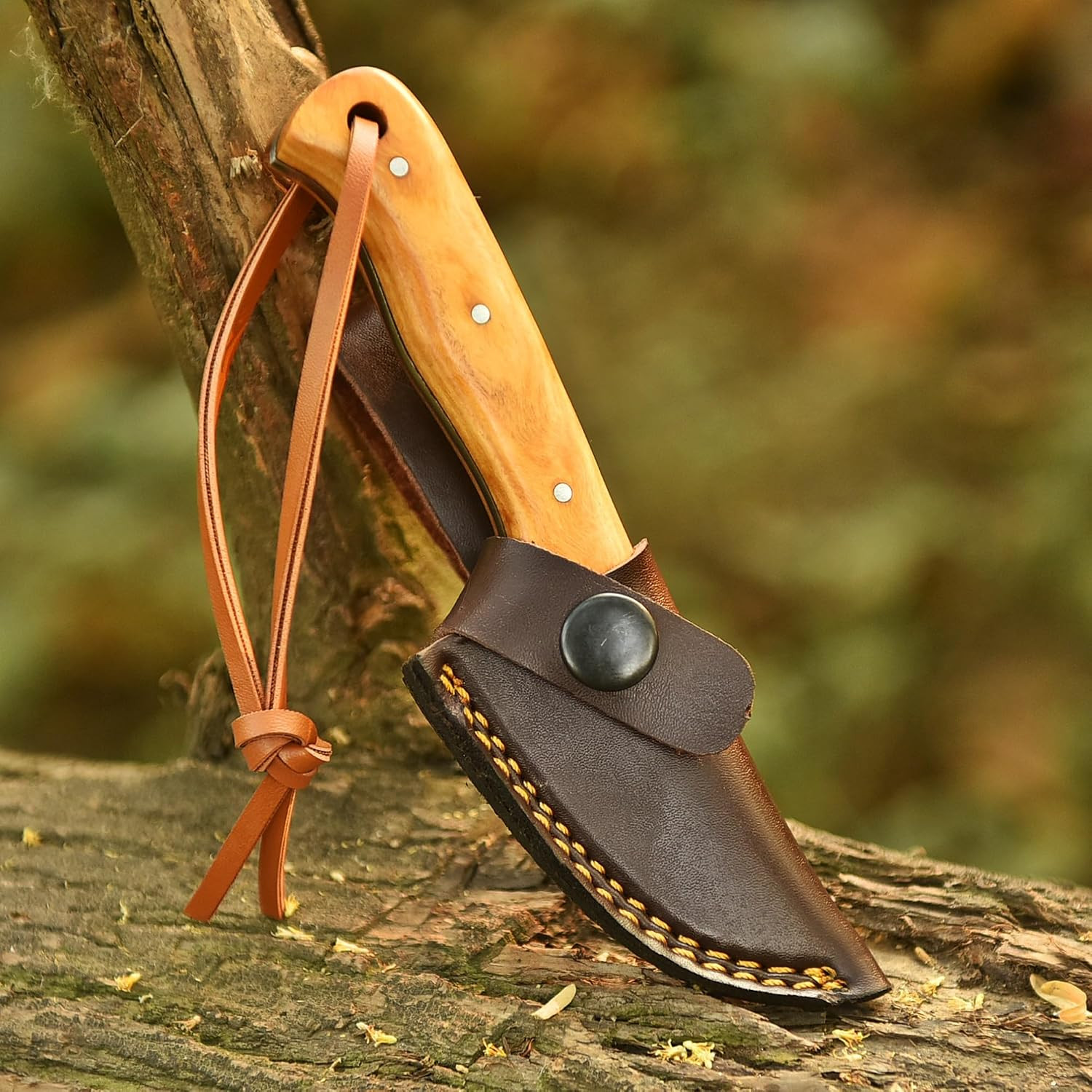 Handmade D2 Steel Neck Knife 5.5″ Fixed Blade Small EDC Knife with Premium Olive