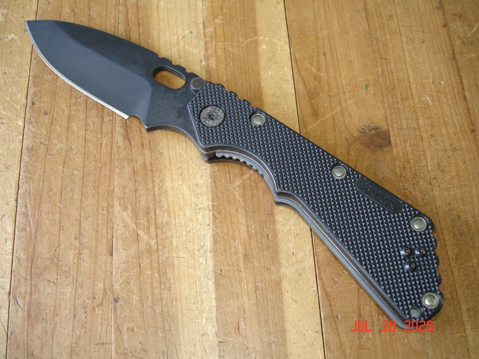 2007 BUCK KNIFE 882 889 STRIDER BLACK OX 420HC STEEL BLADE BLACK PLASTIC HANDLE