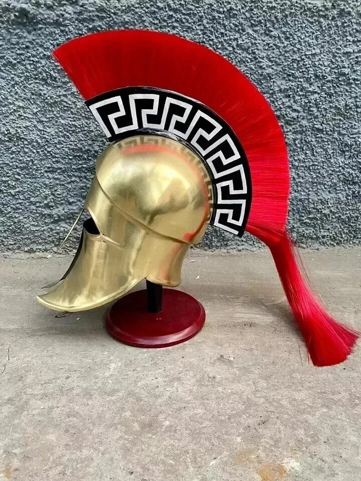Helmet Medieval Knight Greek Corinthian Helmet Armor With Red Plume Halloween