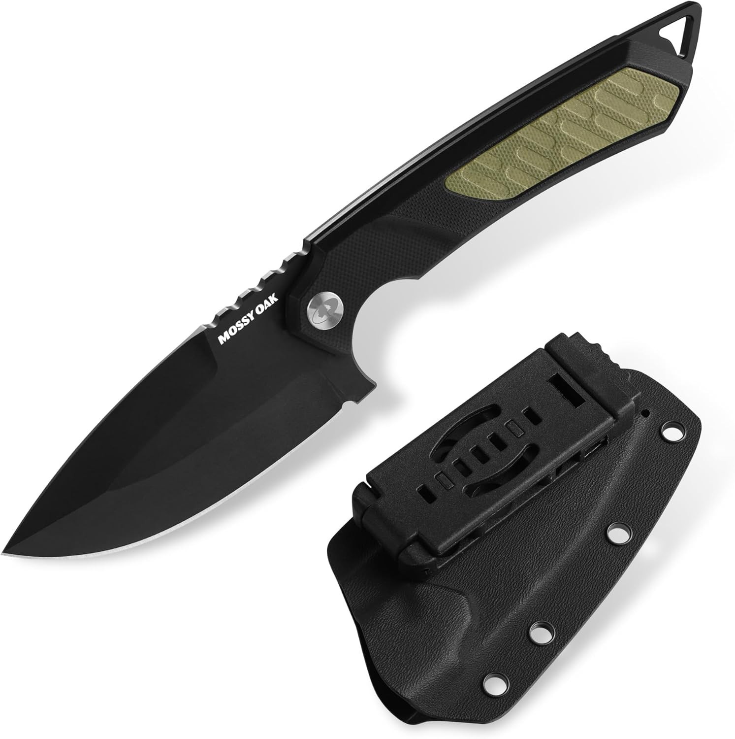 MOSSY OAK 8 Inch Fixed Blade Full Tang Survival Knife D2 Steel with Kydex Sheath