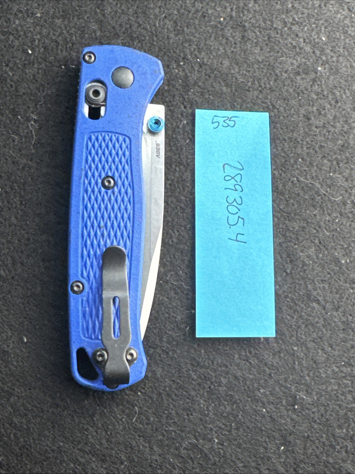 Benchmade Knives Bugout 535 Blue Grivory S30V Pocket Knife