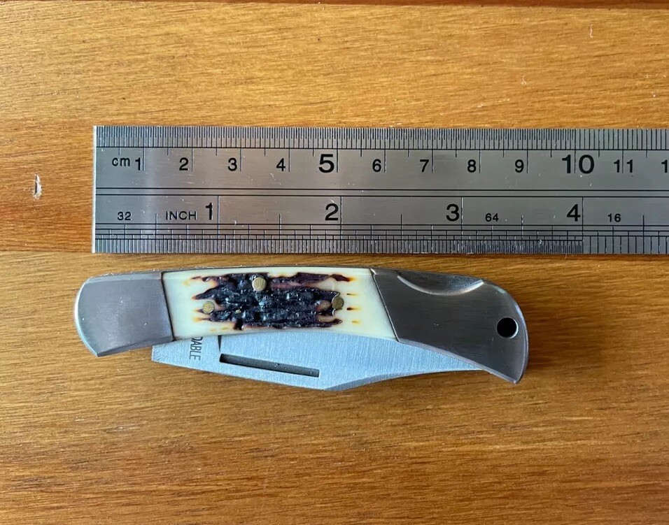 2.3” Spanish Navaja Pocket Knife deer antler imitation lock back – US Seller