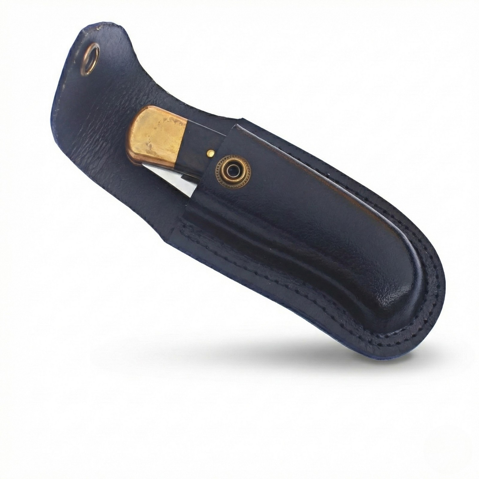 Black Leather Folding Knife Belt Sheath EDC Pouch Tactical Buck 110