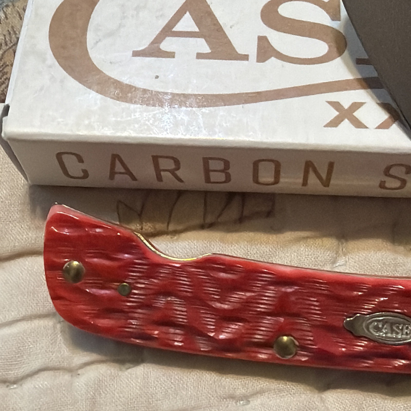 2025 Case XX Dark Red Jig Bone Sod Buster Jr 31945 6137 CS Knife Custom EZ Open