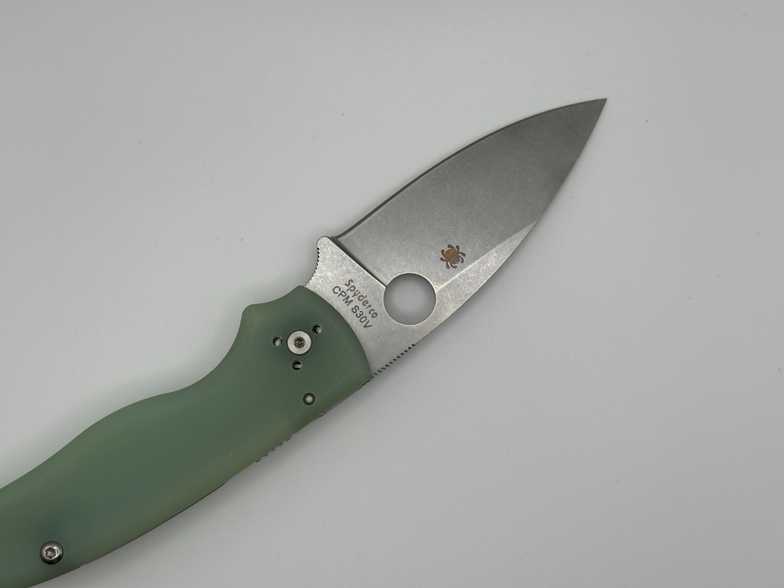 Spyderco Shaman M390 C229 Jade Green Folding Knives FACTORY SECOND NEW