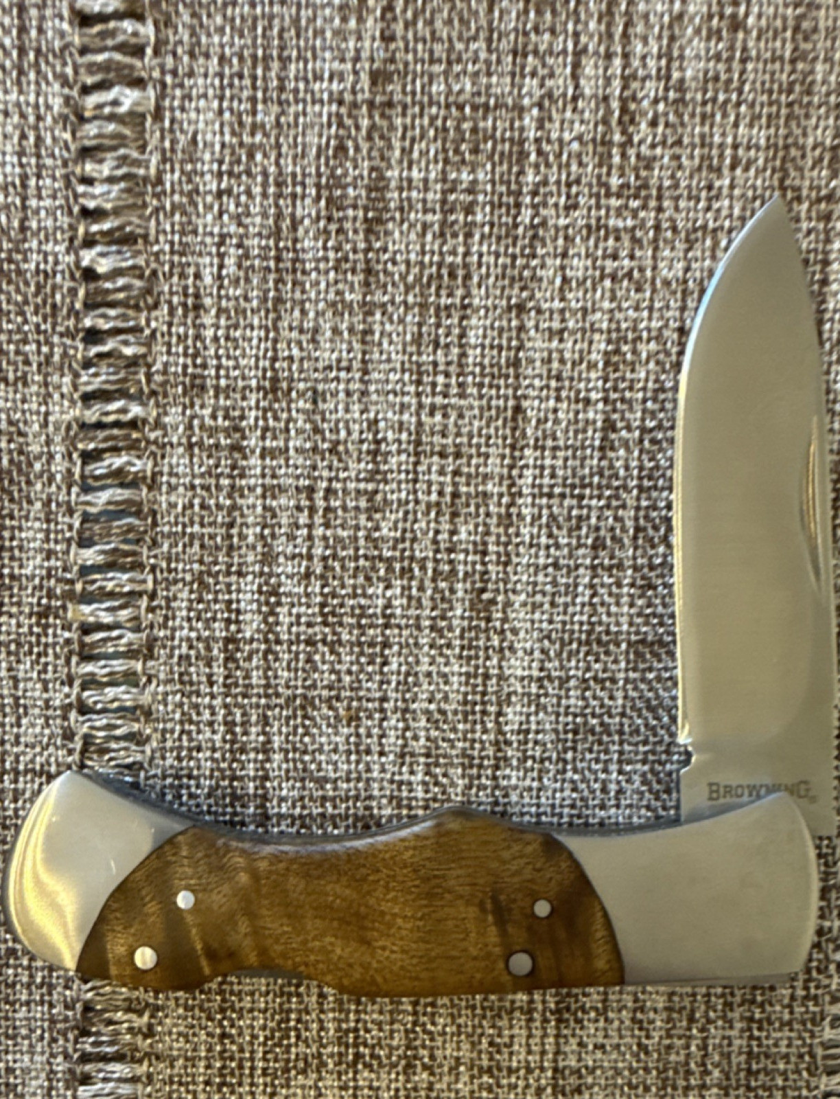 Browning Folding Pocketknife Wood Handle SS Clip Plain Lockback Under 2.75in