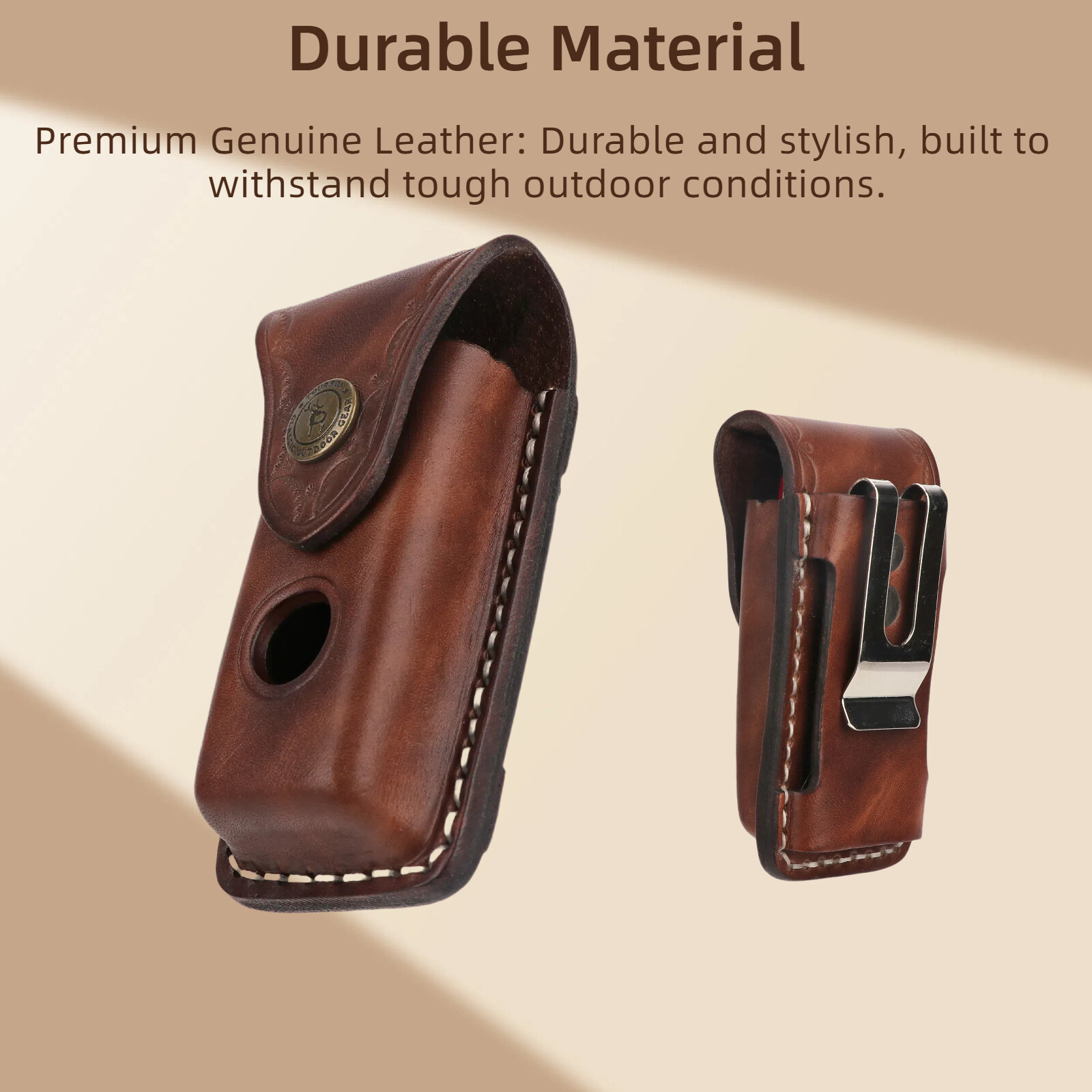 TOURBON Leather Folding Knife Sheath Pocket Knives Case Belt Clip on Pouch