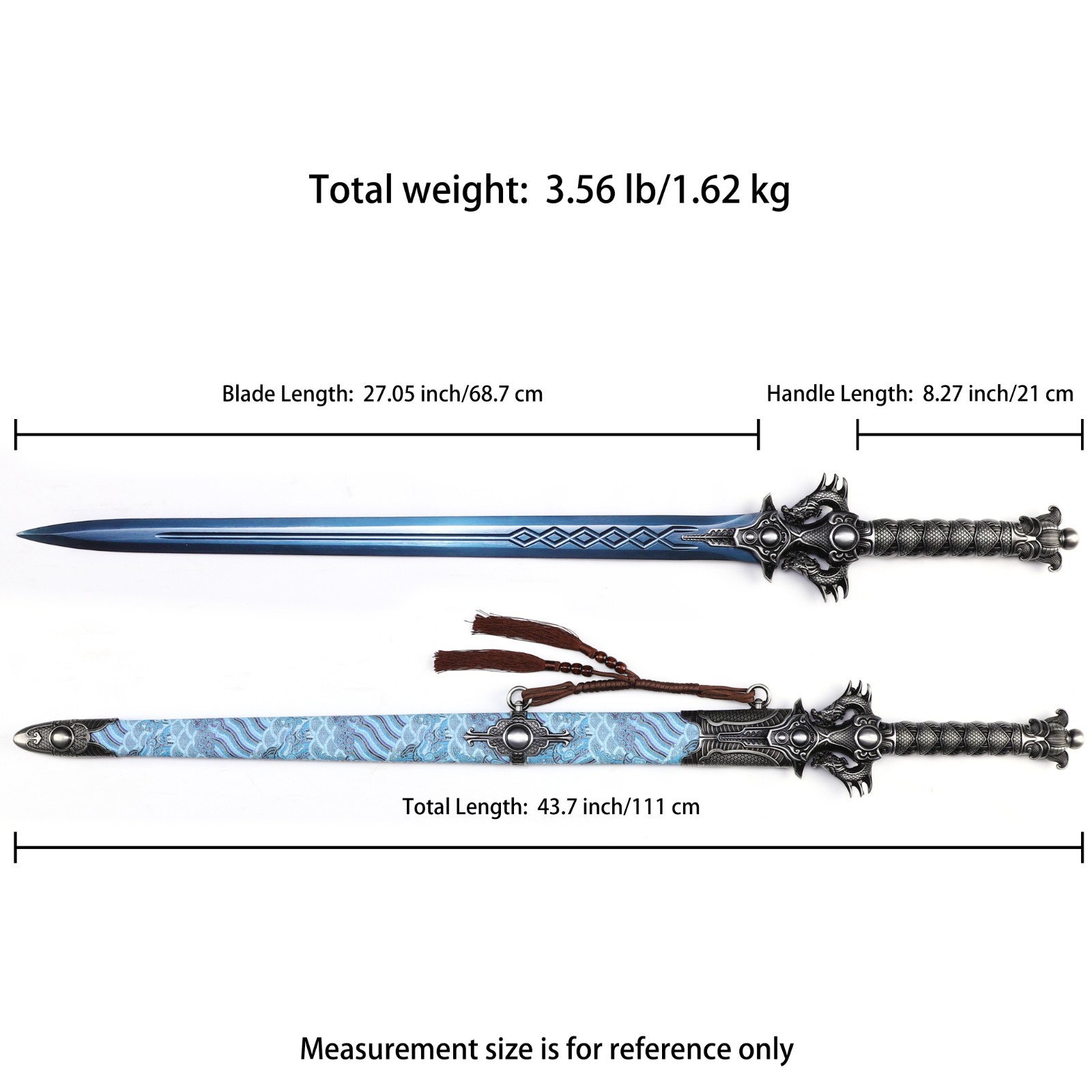 Chinese Straight Sword, Auspicious Cloud Dragon Patterned Scabbard,Handmade