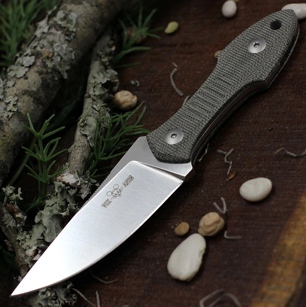 GiantMouse GMF3 Fixed Blade Knife Satin Drop Point Blade with Leather