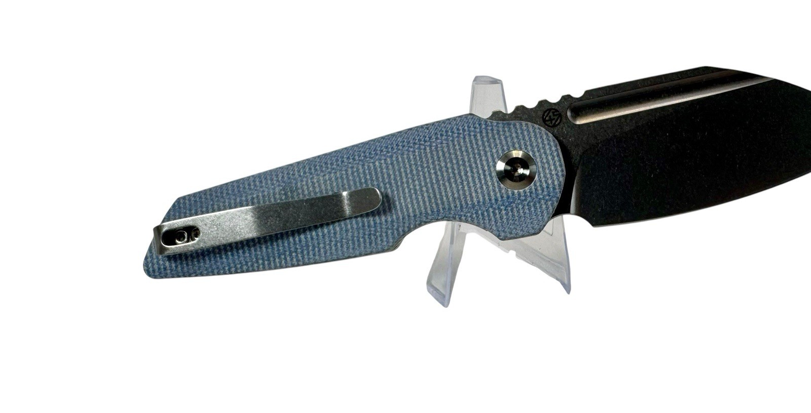 Tenable Rafe L Folding Knife Blue Micarta Handle Stonewashed SS Blade New