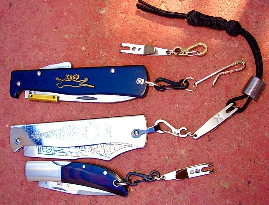 Two pack Knife lanyard bail pocket clip key ring Douk scout Mercator purse etc