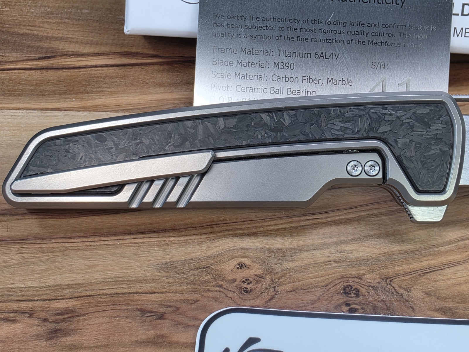 Mechforce Knives M1 Titanium/CF Handle & Bohler M390 Blade Folding Knife #41 NIB