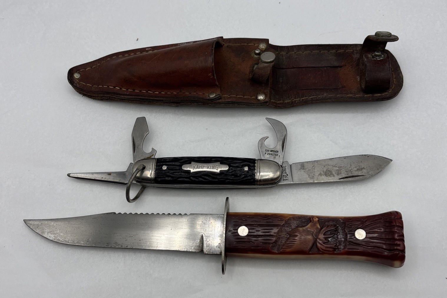 Vintage Imperial Stag Head Series Fixed Blade Hunting Knife & Pocket Knife