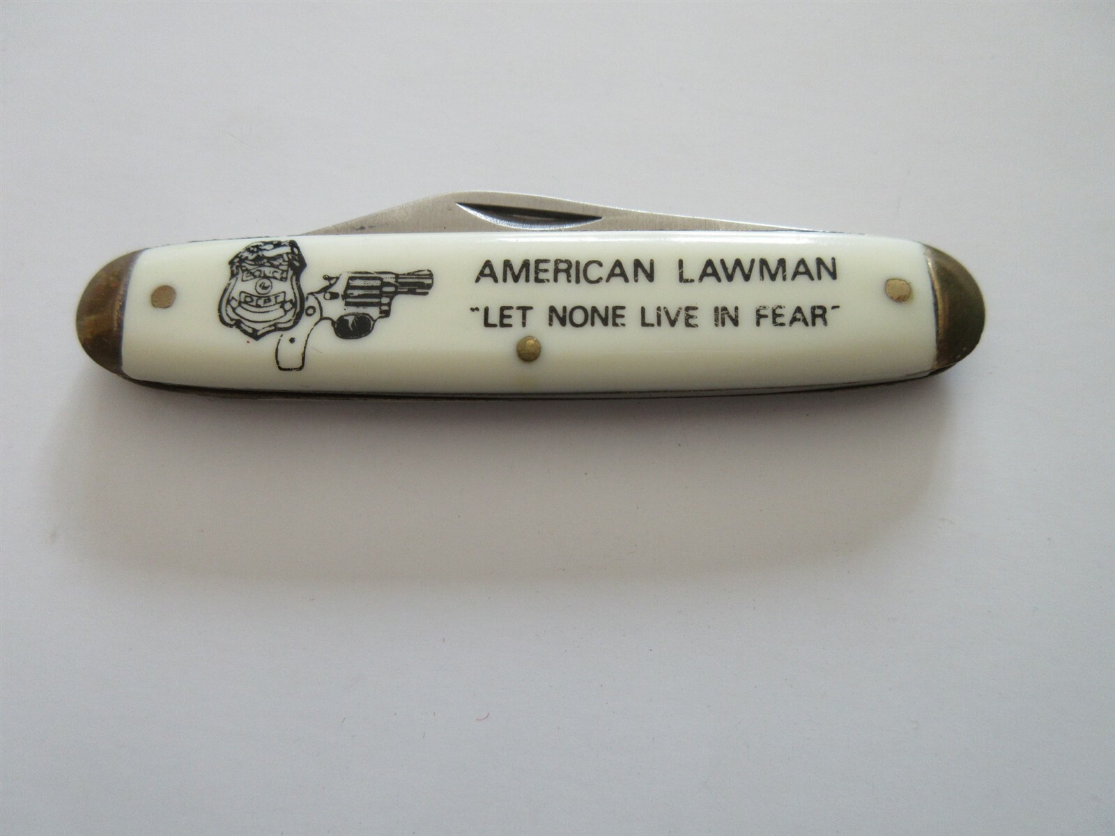 VINTAGE AMERICAN LAWMAN «Let None Live In Fear» POCKET KNIFE FROST FALCON
