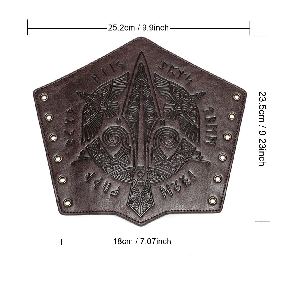 Men’s Medieval Viking Leather Bracers Embossed Sword Arm Guard Gauntlet Pair