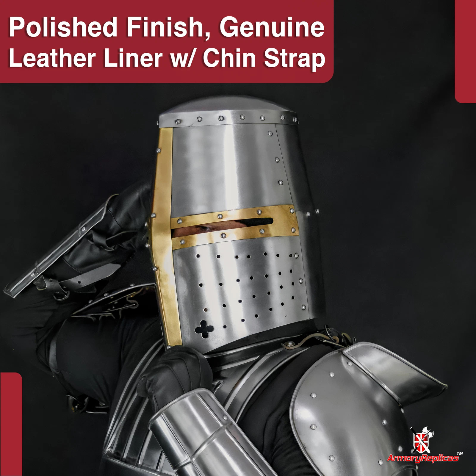 Medieval Great Bucket Helm Knights 20G Steel Templar Crusader Helmet 13 In
