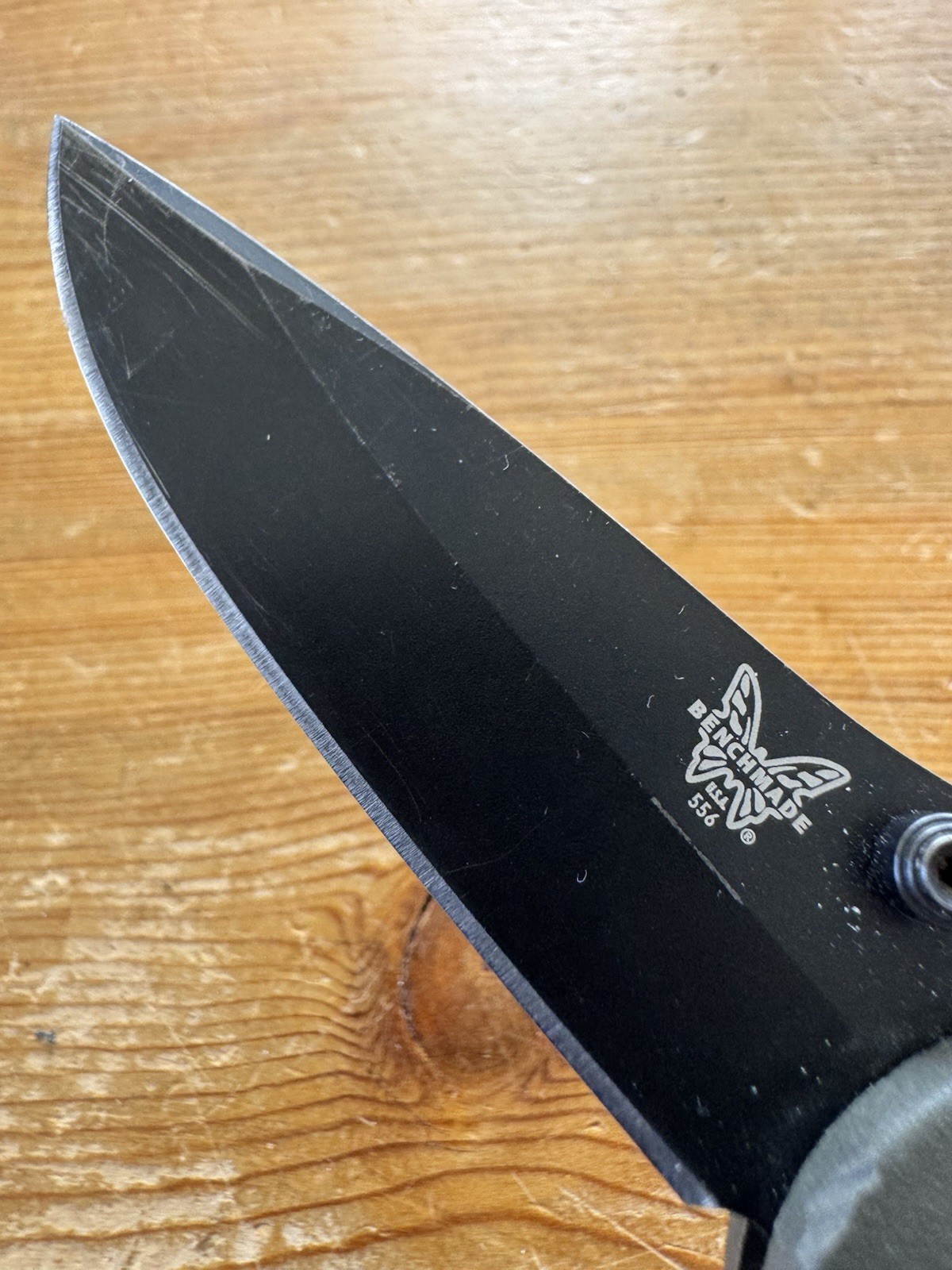 Benchmade Mini Griptilian 556 Mel Pardue 154CM OD Green Handle Knife Plain Edge