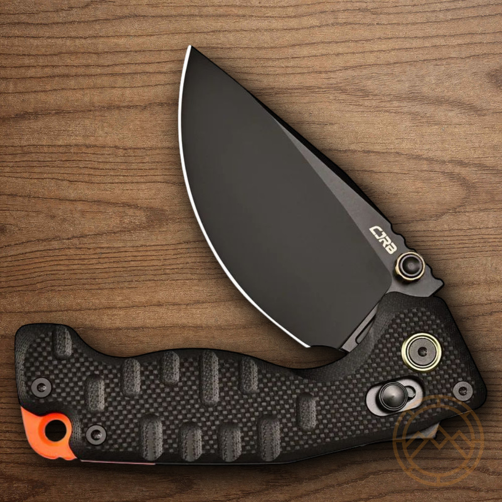 CJRB Doubletap Folding Knife 3⅞» D2 Tool Steel Drop Point Blade Black G10 Handle