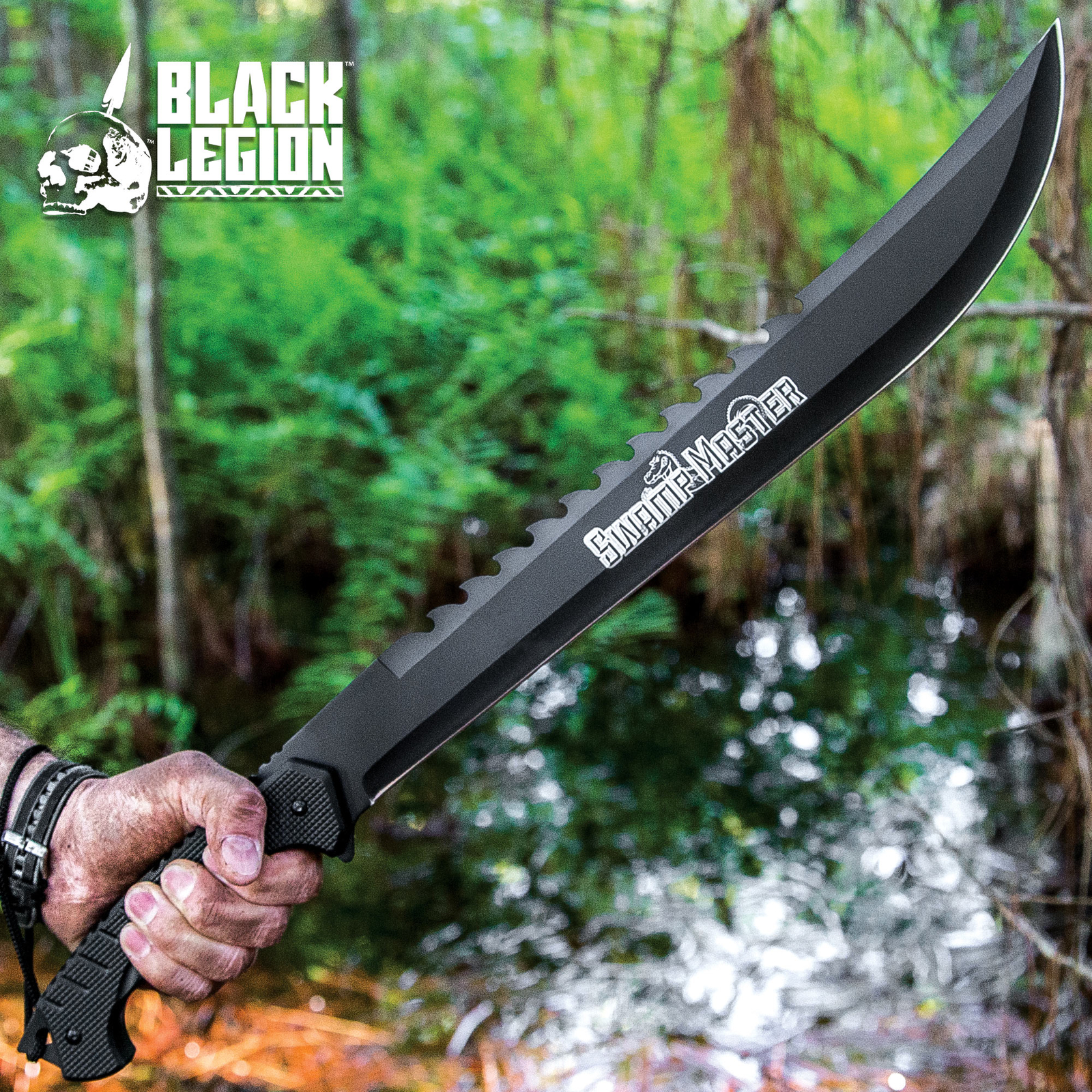 24″ Black Legion Swamp Master Full Tang Machete Fixed Blade Knife with Sheath