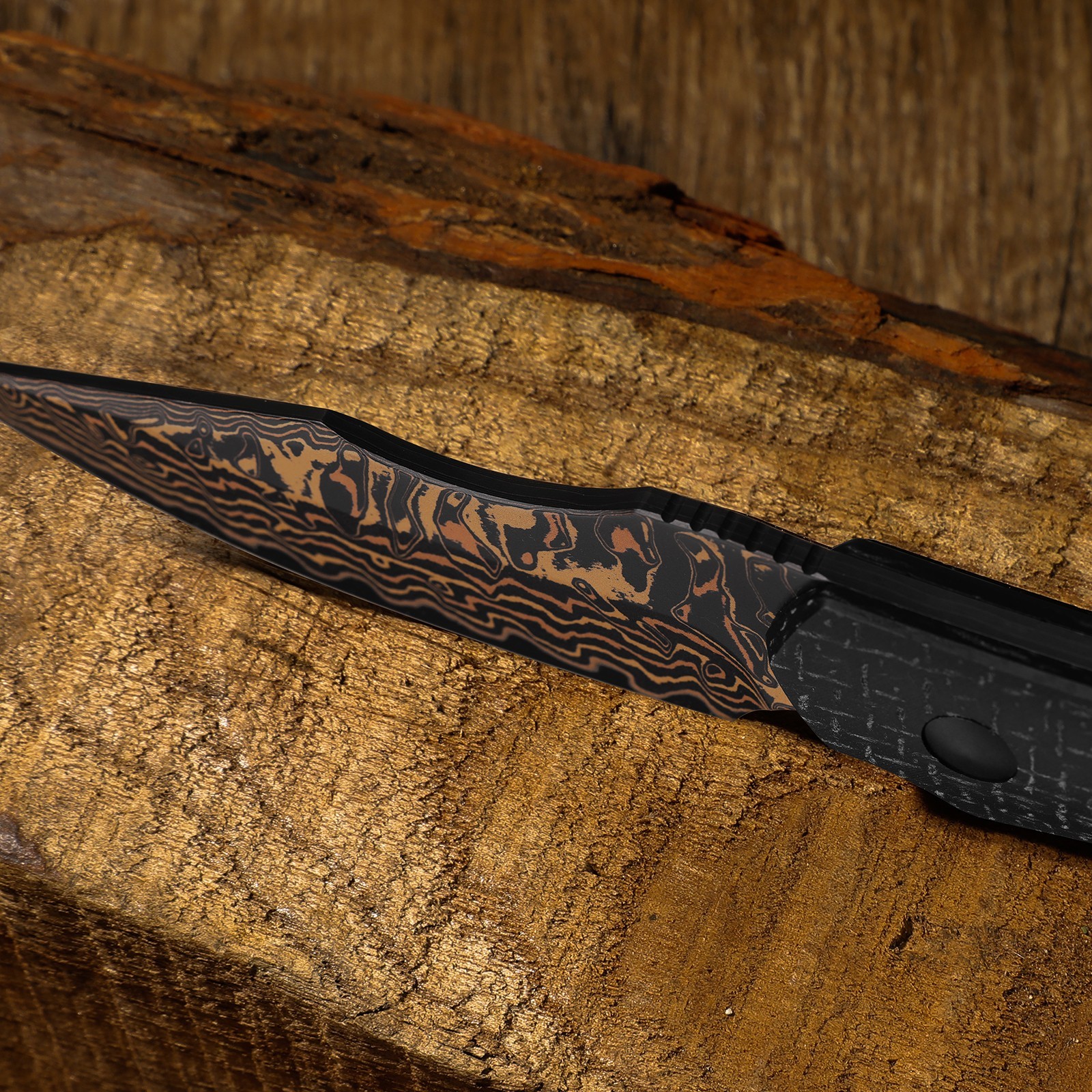 Kizer Bone Fixed Knife Copper Damascus Blade Micarta Handle With Sheath 1122A2