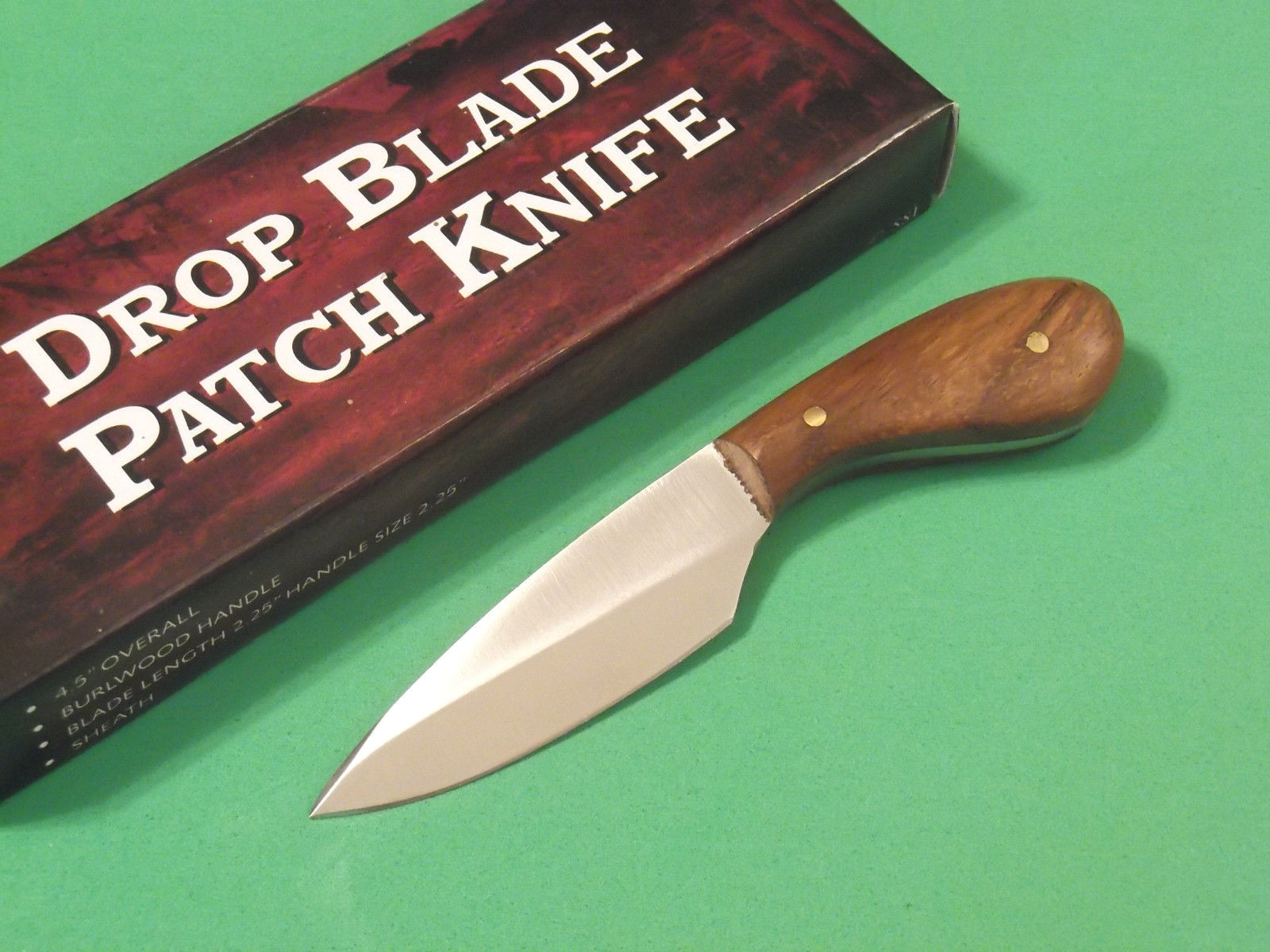 DROP POINT PATCH KNIFE DH7989 brown wood full tang 4 3/8″ overall PA7989 NEW!