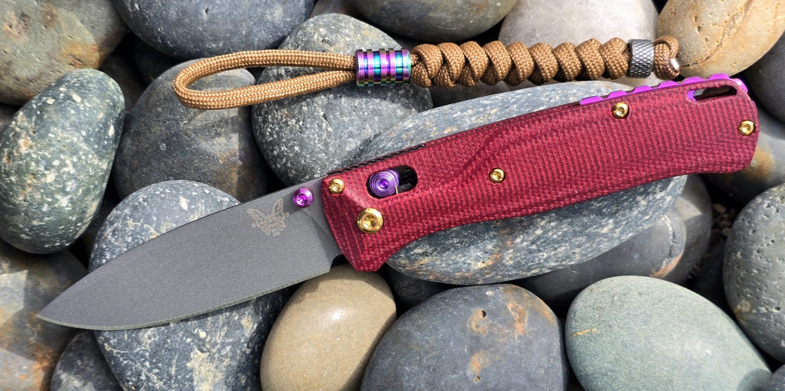 Benchmade 535GRY-1 Bugout – S30V 3.24″ Micarta CUSTOM «RED Velvet» + TITANIUM x5