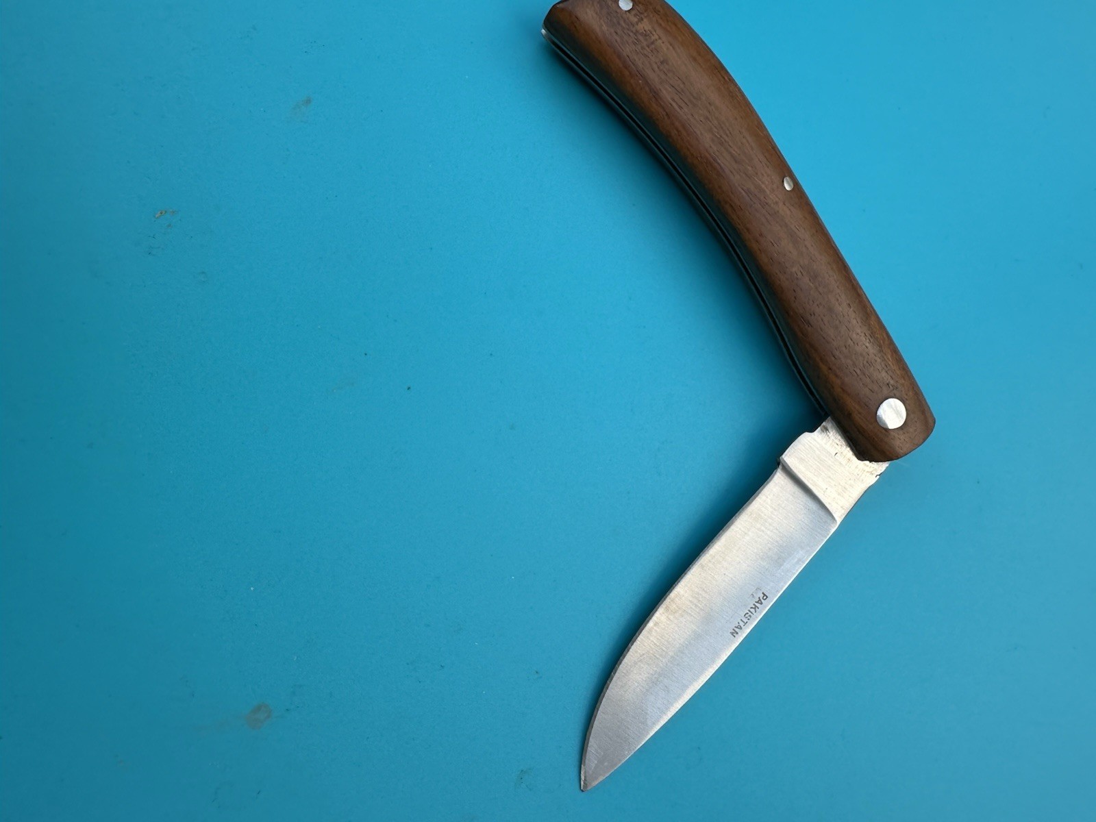 Vintage Single Blade Stainless Steel Pocket Knife Pakistan Wood Handle