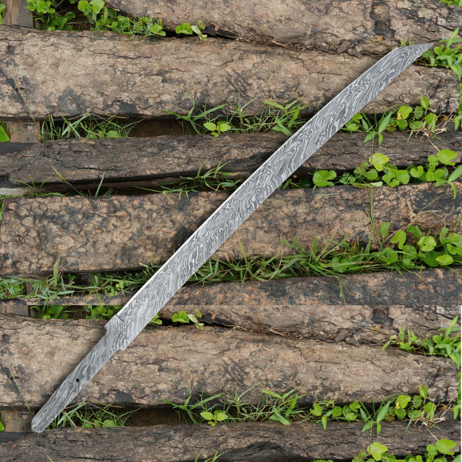 DAMASCUS HANDMADE JAPANESE SAMURAI KATANA SWORD FULL TANG BLANK BLADE 23″