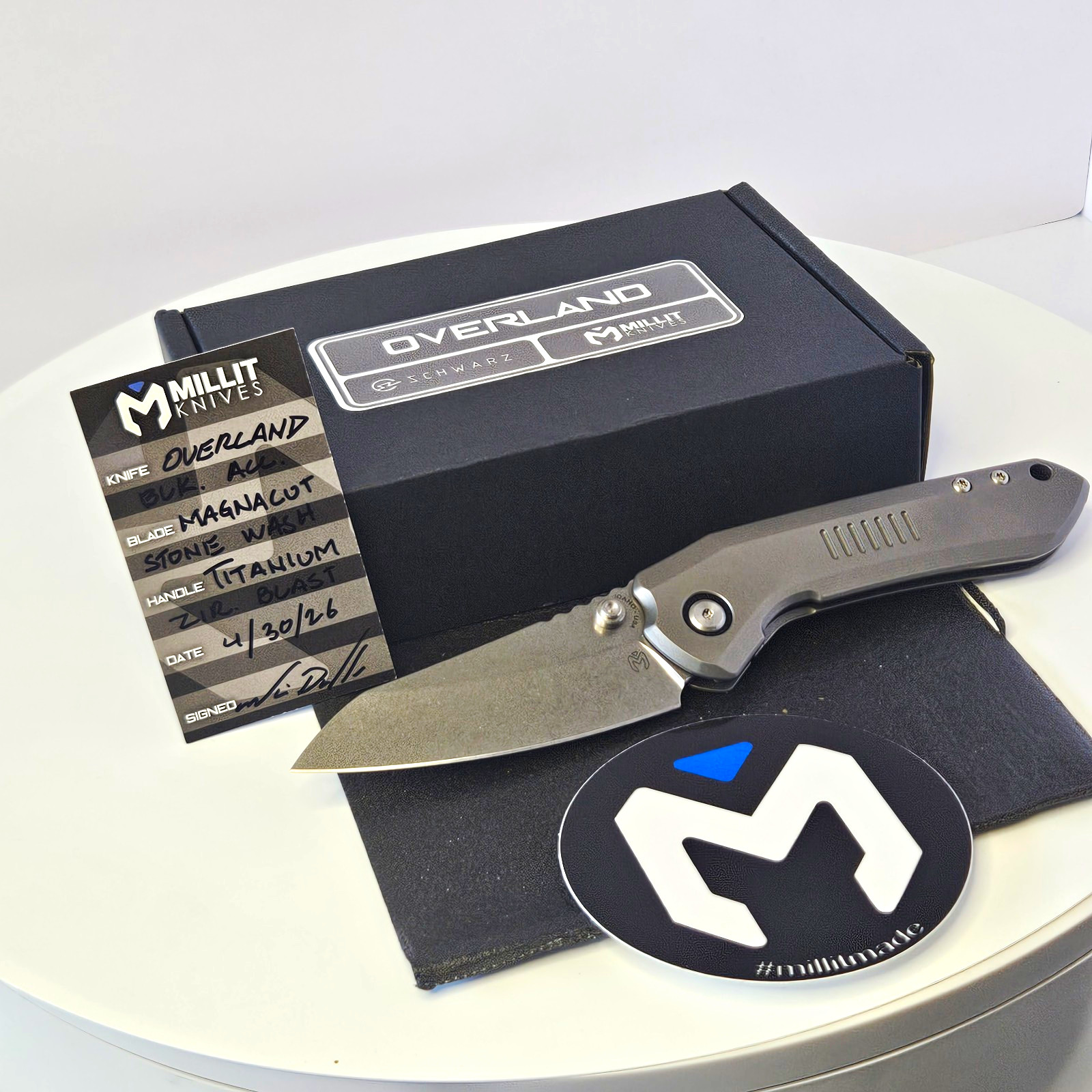 Millit Knives Overland Gray Titanium Frame Lock MagnaCut Drop Point Plain Manual