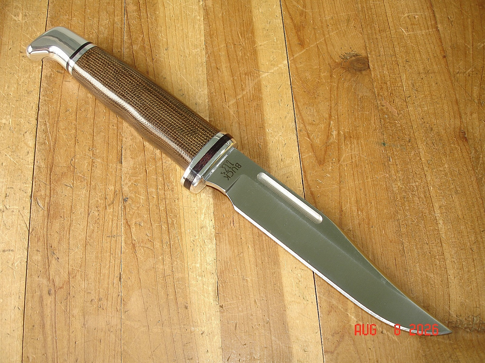 NIB FB BUCK KNIFE 117 BRAHMA BOS MAGNACUT BLADE 102 SIZE MICARTA HANDLE SHEATH