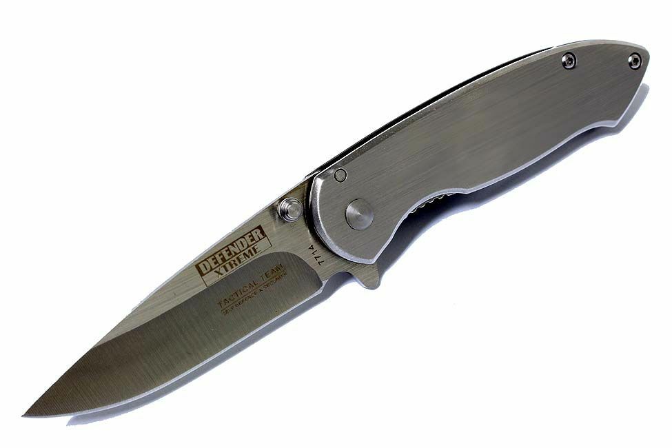 Spring Assisted Pocket Knife Metallic Gray Small Guys Ladies EDC 3CR13 👀😎😍