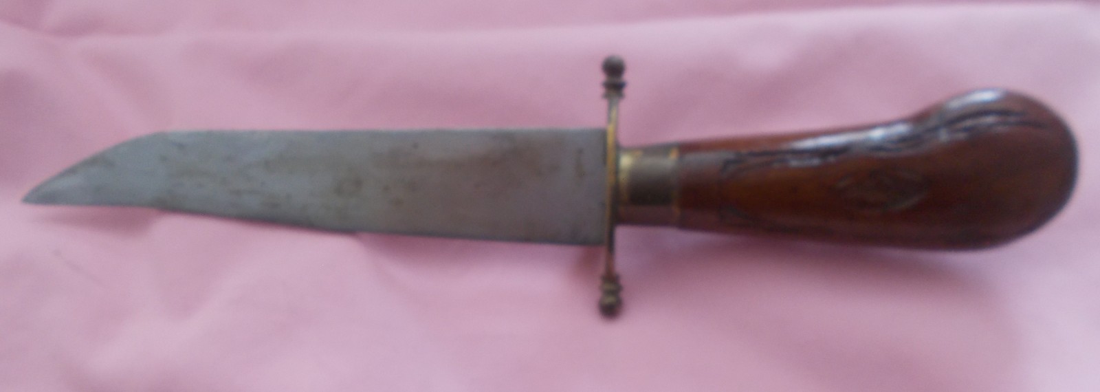 Vintage India Knife with Hand Carved Wood Sheath 11 Inches with 5.5 Inch Blade