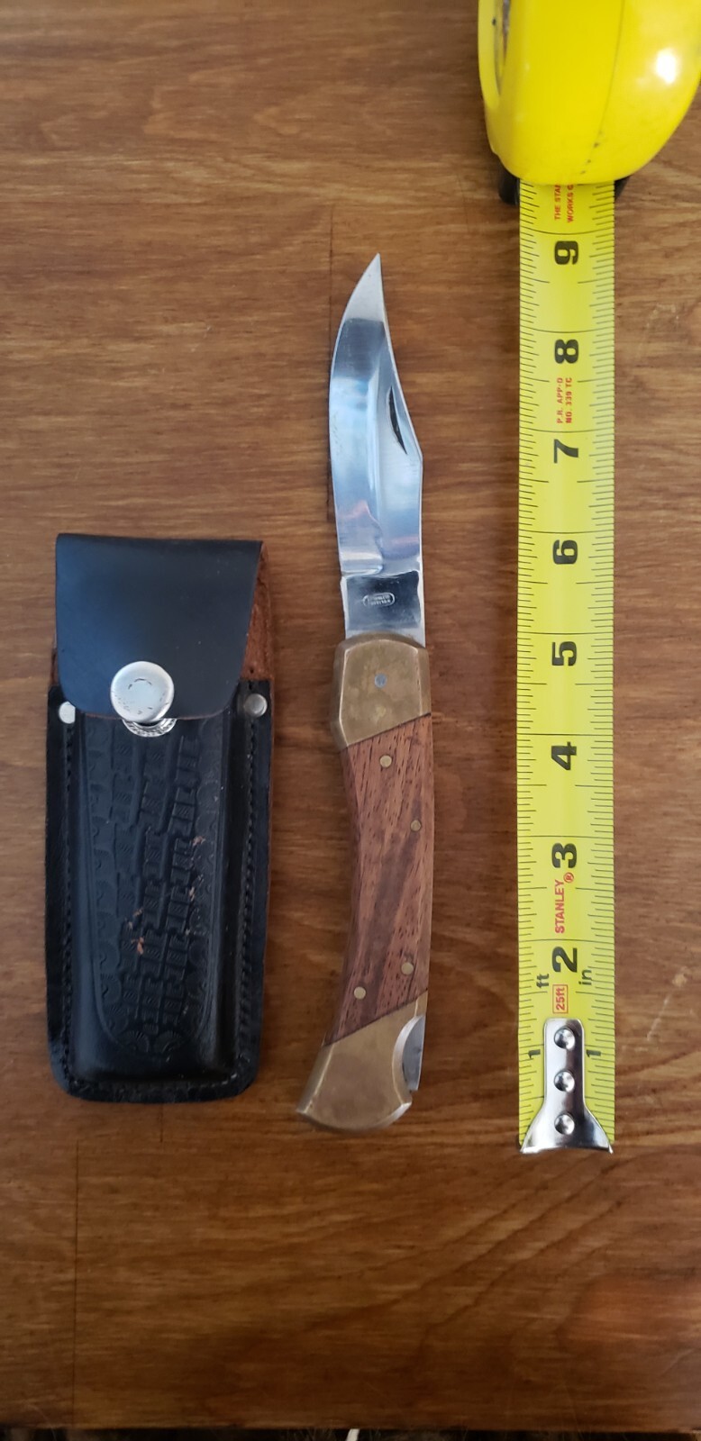 Jack Knife W/Case, Brass And Wooden Handle, Vintage 1970’s